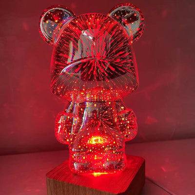  3D Glass Fireworks Little Bear Night Light – the perfect decorative touch for your home